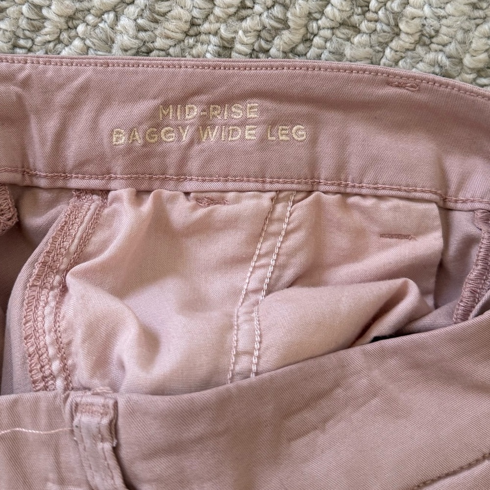 American Eagle Pink Mid-Rise Baggy Wide Leg Pants - Picture 6 of 7